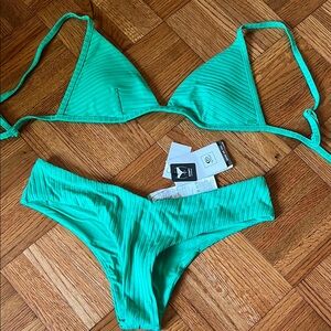Rip Curl Kelly Green Bikini Swim Set- skimpy high leg bottom